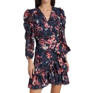 Tanya Taylor Sasha Floral Wrap Mini Ruffle Girly Romantic Date Dress Size 0